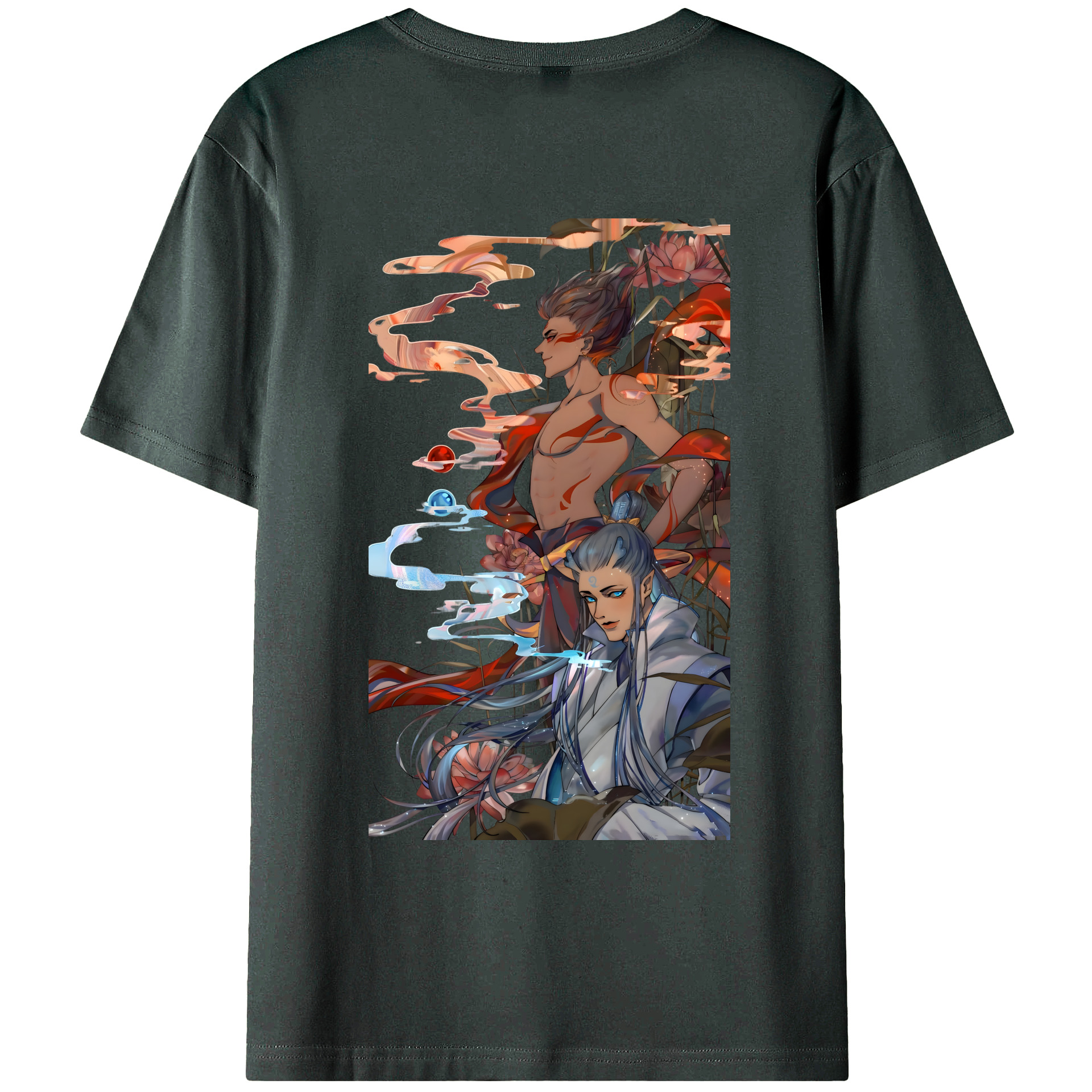 （画像用） Ne Zha 2 ナタ 魔童の大暴れ 綿100％ メンズ半袖Tシャツ（バックプリント） 通気性